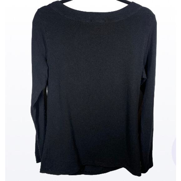 James Perse T Shirt Cowl Drape Neck Long Sleeve Black James Perse Sz 4 XL Flaws - Picture 4 of 10